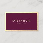 Moderne Burgund Gold Border Business Card Visitenkarte (Vorderseite)