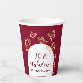 Moderne Burgund Gold Schmetterlinge fabelhaften Ge Pappbecher