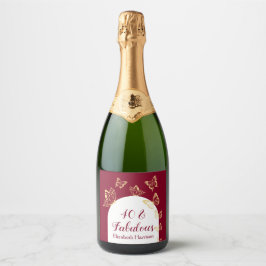 Moderne Burgund Gold Schmetterlinge fabelhaften Ge Schaumweinetikett