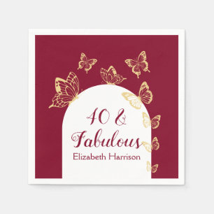 Moderne Burgund Gold Schmetterlinge fabelhaften Ge Serviette
