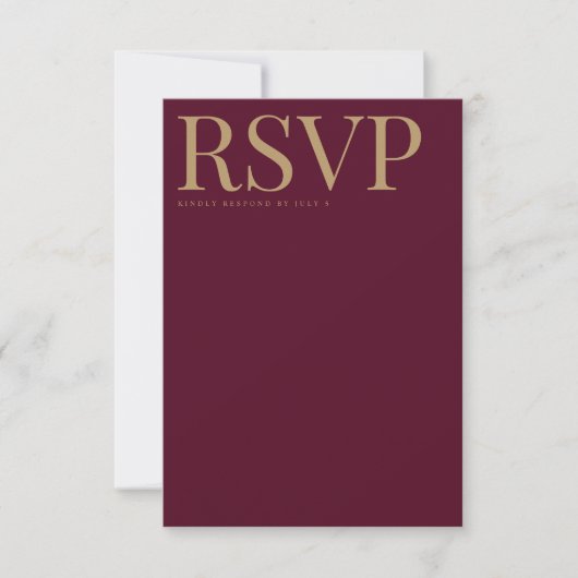 Moderne Burgund & Gold UAWG Wedding Card RSVP Karte (Vorderseite)