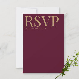 Moderne Burgund & Gold UAWG Wedding Card RSVP Karte