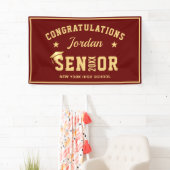 Moderne Burgund Golden 2024 Graduation Party Banner (Insitu)