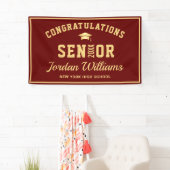 Moderne Burgund Golden 2024 Graduation Party Banner (Insitu)