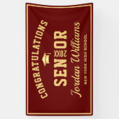 Moderne Burgund Golden 2024 Graduation Party Banner (Vertikal)