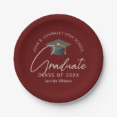 Moderne Burgund Graduate Custom Graduate Party Pappteller (Vorderseite)
