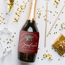 Moderne Burgund Graduate Custom Graduate Party Schaumweinetikett