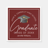 Moderne Burgund Graduate Custom Graduate Party Serviette (Vorderseite)