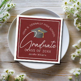 Moderne Burgund Graduate Custom Graduate Party Serviette