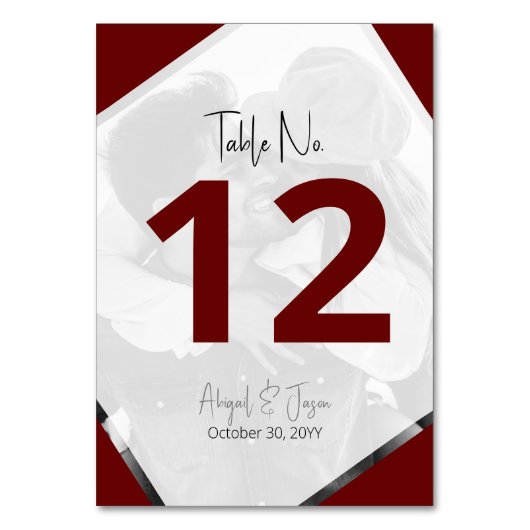 Moderne Burgund Lässige "Nichts Extravagantes" Hoc Tischnummer (Rückseite)