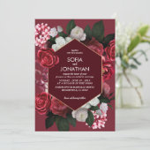 Moderne Burgund Maroon Rustikale Hochzeit im Herbs Einladung (Stehend Vorderseite)