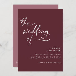 Moderne Burgund/Merlot Handwriting Wedding Einladung