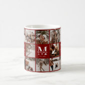 Moderne Burgund Multi-Foto Collage Keepake Kaffeetasse (Mittel)