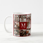 Moderne Burgund Multi-Foto Collage Keepake Kaffeetasse (Links)