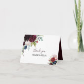 Moderne Burgund Navy Blush Floral Danke Karte (Vorderseite)