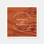 Moderne Burgund Orange Musiknoten Hochzeitspapier Serviette (Vorderseite)