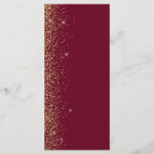 Moderne Burgund Red Gold Glitzer Edge Wedding Menükarte (Rückseite)