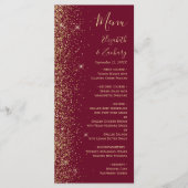 Moderne Burgund Red Gold Glitzer Edge Wedding Menükarte (Vorderseite)