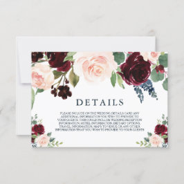 Moderne Burgund Red Wine Navy Hochzeitskarte RSVP Karte