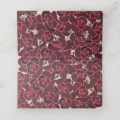 Moderne Burgund-Rose-Blumenhochzeit Platzkarte (Innenseite Aufgefaltet)