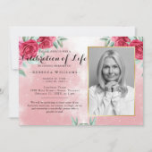 Moderne Burgund Rose Foto Feier des Lebens Einladung (Vorderseite)