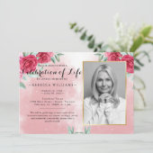 Moderne Burgund Rose Foto Feier des Lebens Einladung (Stehend Vorderseite)