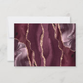 Moderne Burgund Rose Gold Agate Wedding RSVP Card (Rückseite)