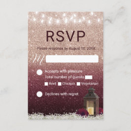Moderne Burgund Rose Gold Lantern Wedding RSVP