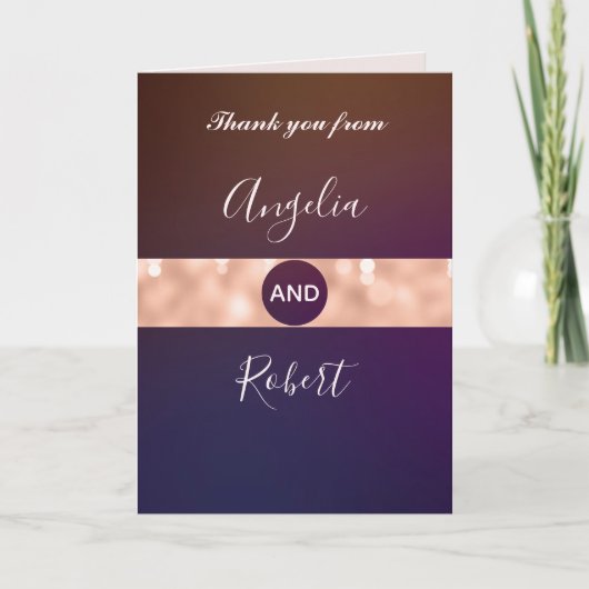 Moderne Burgund Rose Gold Script Foto Hochzeit Dankeskarte (Vorderseite)