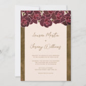 Moderne Burgund-Rose in Vase Pink Blues Hochzeit Einladung (Vorderseite)