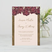 Moderne Burgund-Rose in Vase Pink Blues Hochzeit Einladung (Stehend Vorderseite)