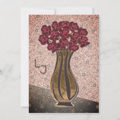 Moderne Burgund-Rose in Vase Pink Blues Hochzeit Einladung (Rückseite)