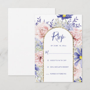 Moderne Burgund-Rose in Vase Wedding RSVP Karte