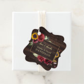 Moderne Burgund-Rose Sonnenblumen-Goldhochzeit Geschenkanhänger (Beispiel)