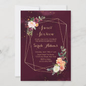 Moderne Burgund Rote Flora Wasserfarbe Süß 16 Einladung (Vorderseite)