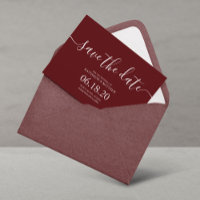 Moderne Burgund-Script-Hochzeit speichern die Datu