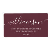 Moderne Burgund-Script-Rücksendeadresse (Vorne)