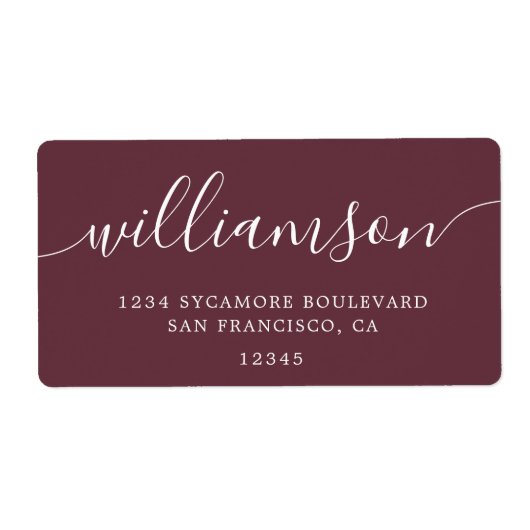 Moderne Burgund-Script-Rücksendeadresse (Vorne)