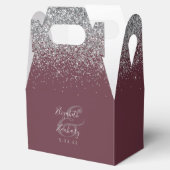 Moderne Burgund Silver Glitzer Hochzeit Geschenkschachtel (Geöffnet)