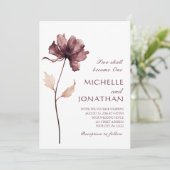 Moderne Burgund Wild Blume Christlich Hochzeit Einladung (Stehend Vorderseite)