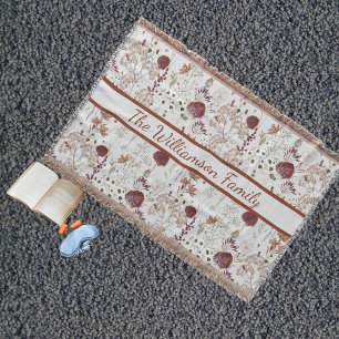 Moderne Burgund-Wildblumen Elegant Boho Floral Decke