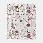 Moderne Burgund-Wildblumen | Elegant Boho Floral Fleecedecke (Vorderseite)