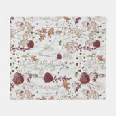 Moderne Burgund-Wildblumen | Elegant Boho Floral Fleecedecke (Vorderseite (Horizontal))