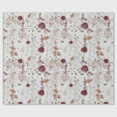 Moderne Burgund-Wildblumen | Elegant Boho Floral Geschenkpapier (Flach)