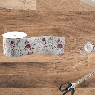 Moderne Burgund-Wildblumen Elegant Boho Floral Ripsband