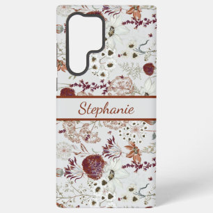 Moderne Burgund-Wildblumen Elegant Boho Floral Samsung Galaxy Hülle