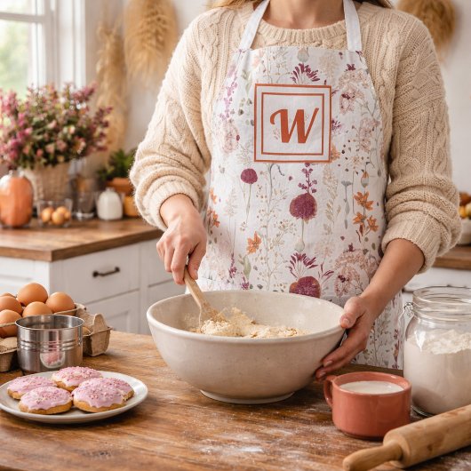 Moderne Burgund-Wildblumen | Elegant Boho Floral Schürze