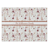 Moderne Burgund-Wildblumen | Elegant Boho Floral Tischdecke (Vorderseite (Horizontal))