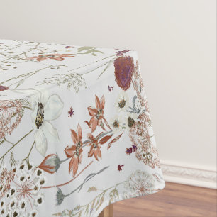 Moderne Burgund-Wildblumen   Elegant Boho Floral Tischdecke