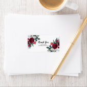 Moderne Burgund Winter Blume Hochzeit Adressaufkleber (Insitu)